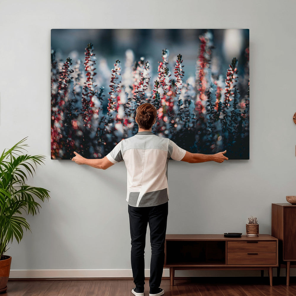 Winter Heather Wall Art Canvas Print, Frosted Floral Nature