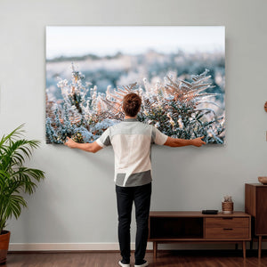 Frosted Fern Wall Art Canvas Print, Soft Winter Botanical