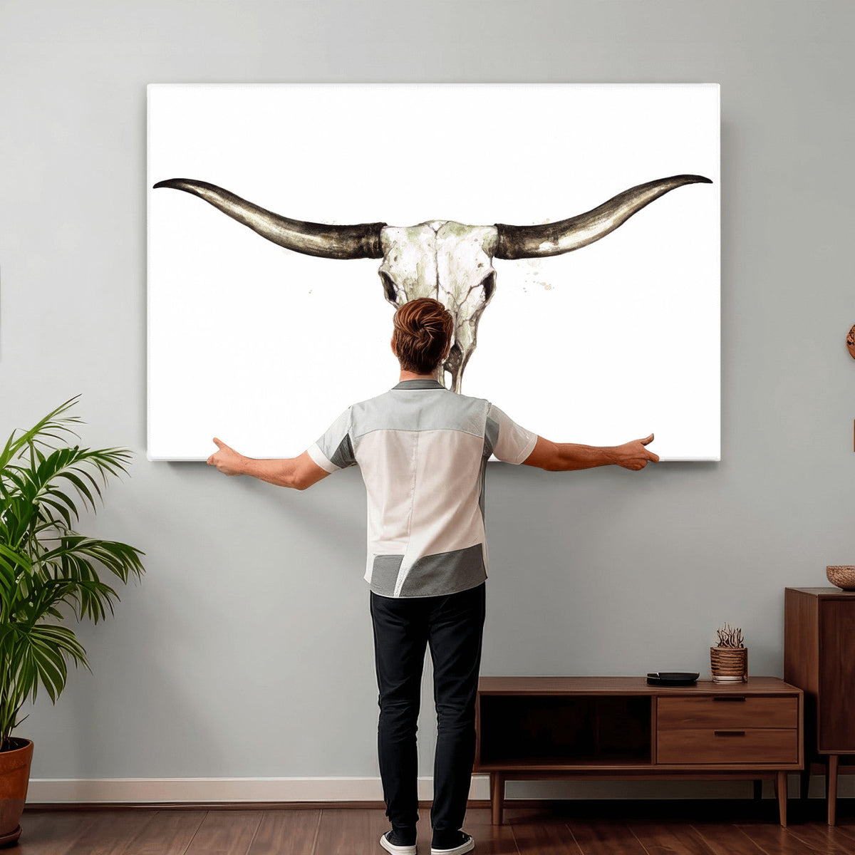 Longhorn Skull Wall Art Canvas Print – Rustic Western