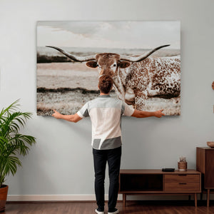 Texas Longhorn Bull Rustic Wall Art Canvas Print