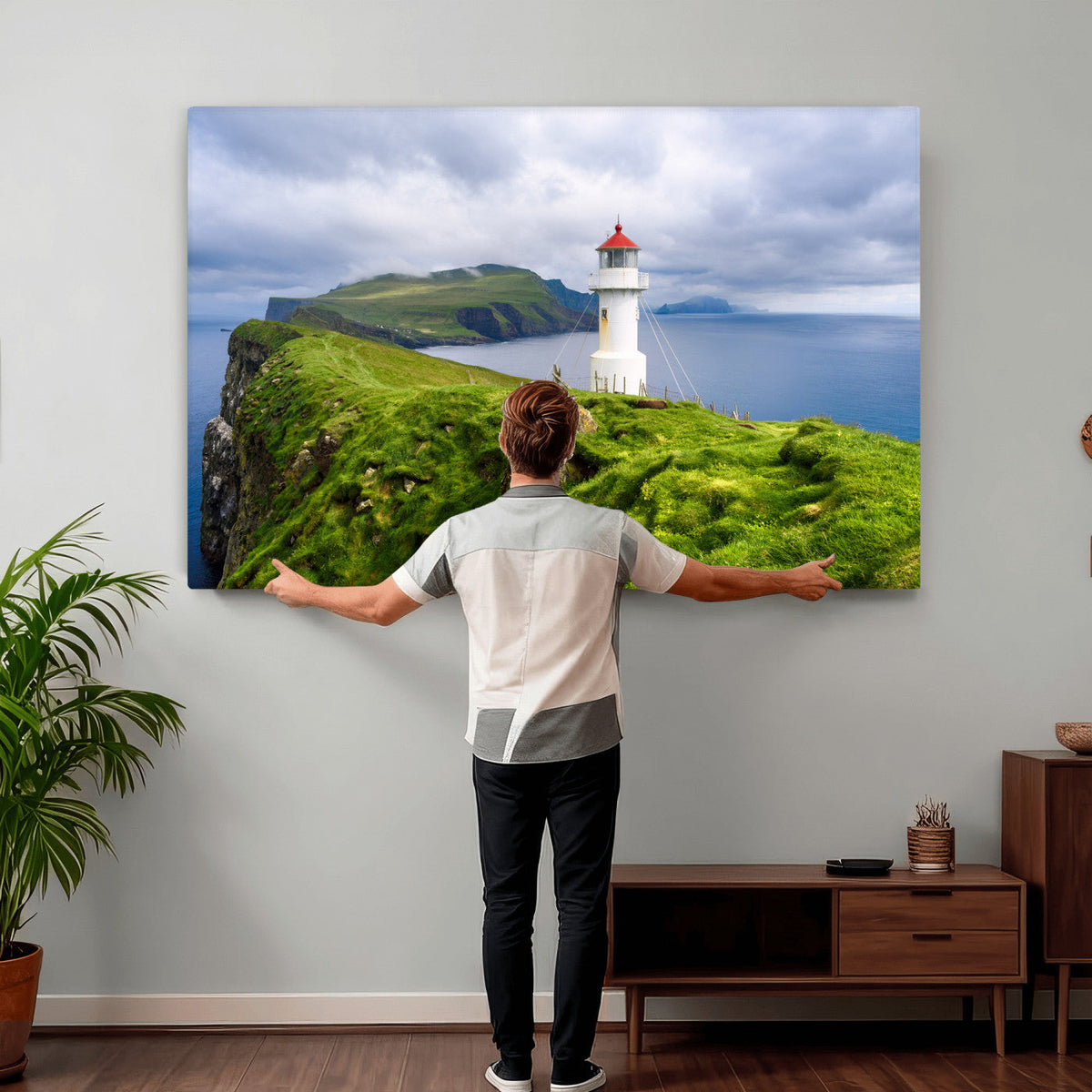 Cliffside Lighthouse Wall Art Canvas Print – Coastal