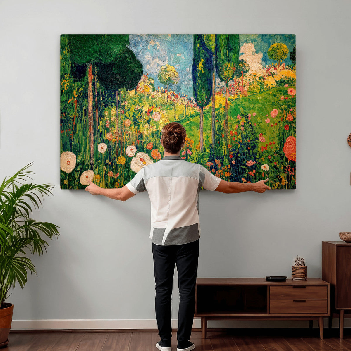 Gustav Klimt Boho Mountain Landscape Large Wall Art,