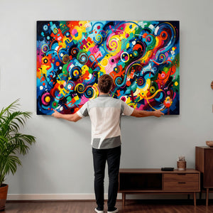Geometric Abstract Wall Art Canvas Print, Bold Color