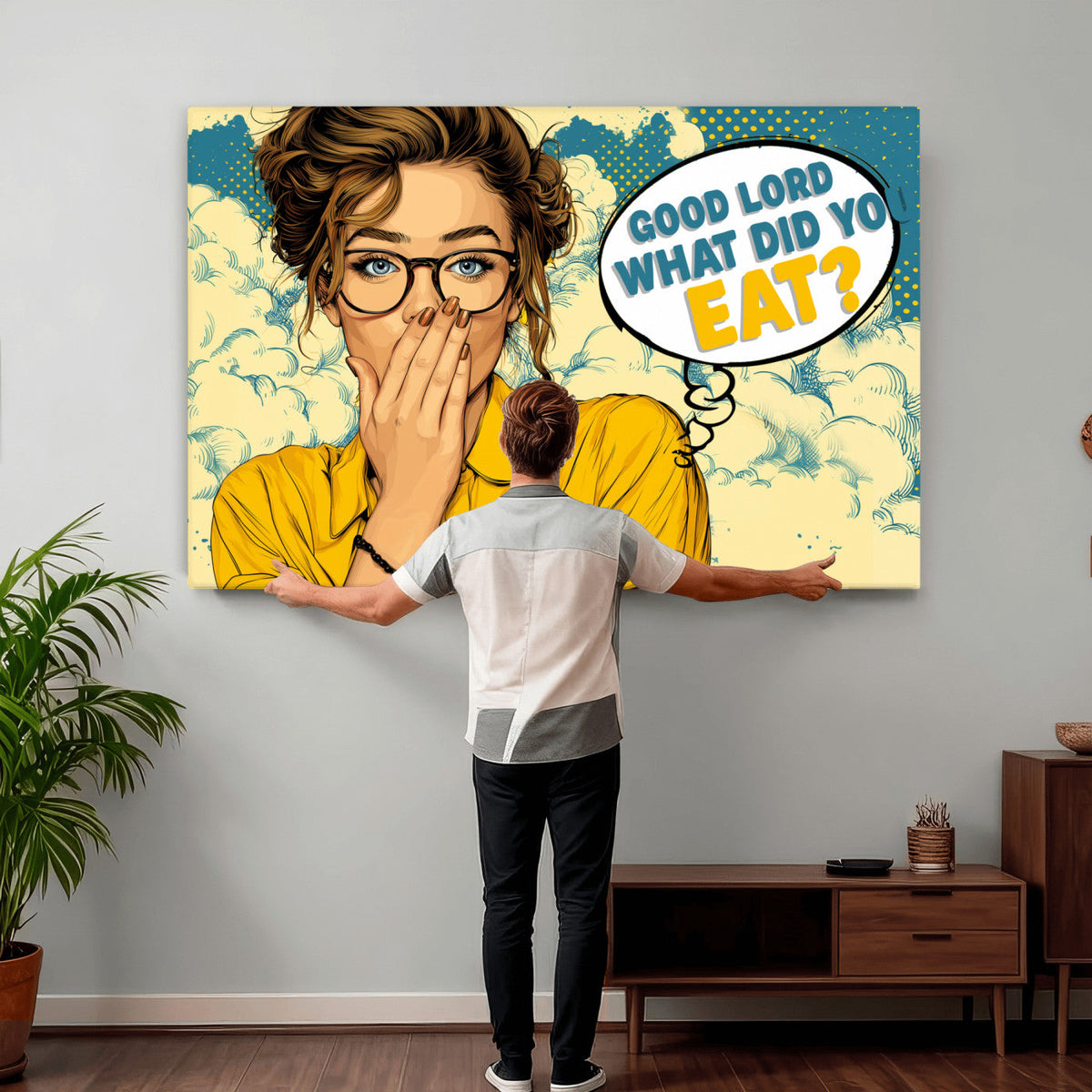 Pop Art Print Bathroom Sign Wall Art Canvas Print — Funny