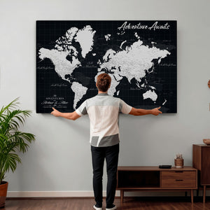 Personalized Push Pin World Map Canvas Wall Art Couples