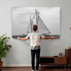 Vintage Sailboat Wall Art Canvas Print, Black and White