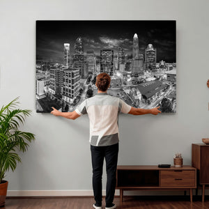 Charlotte Skyline Canvas Wall Art Print – North Carolina Cityscape Photography Print