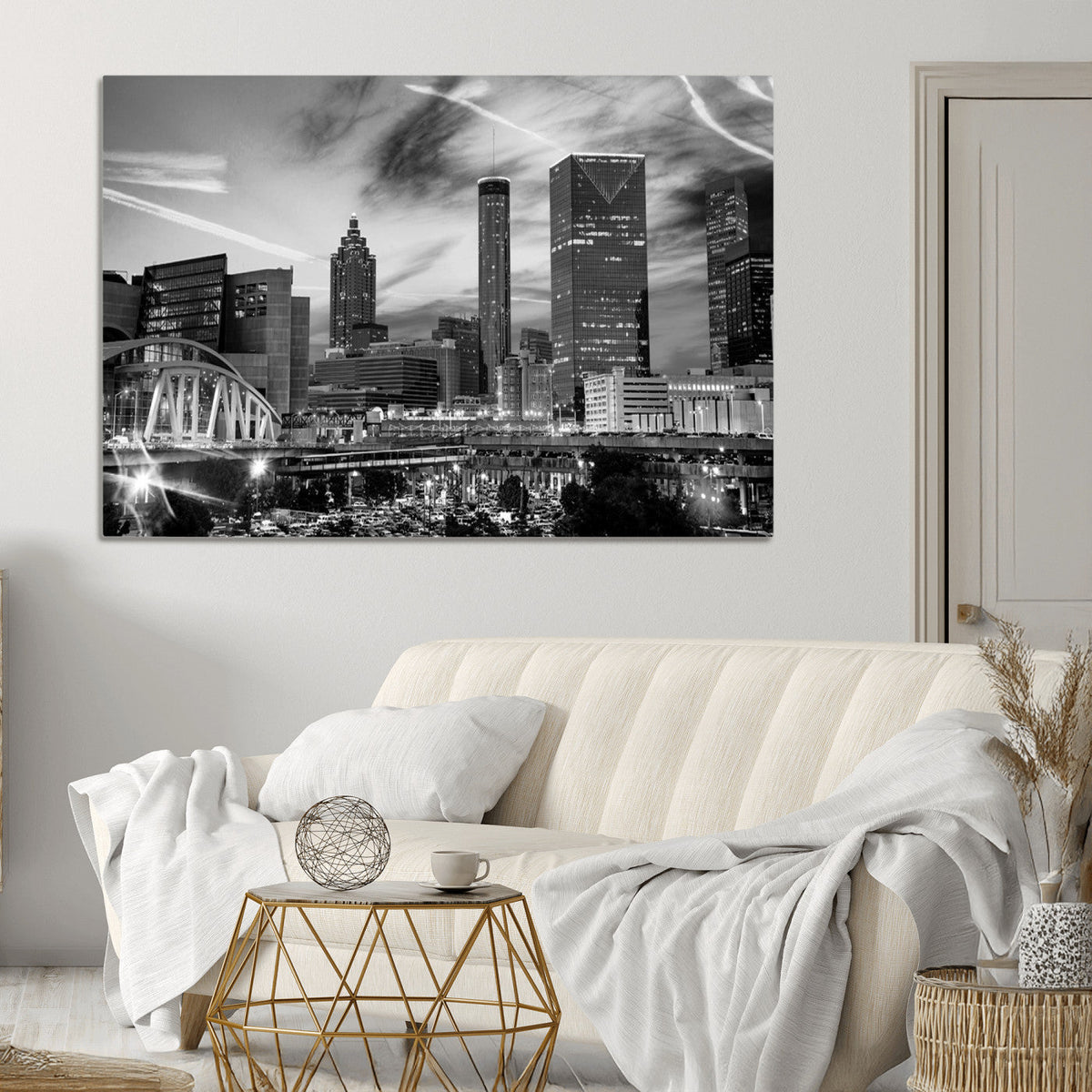Black and White Atlanta Wall Art Canvas Print