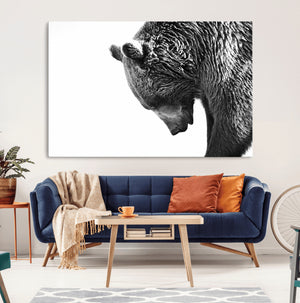 Black and White Grizzly 399 Bear Canvas Print Wall Art |