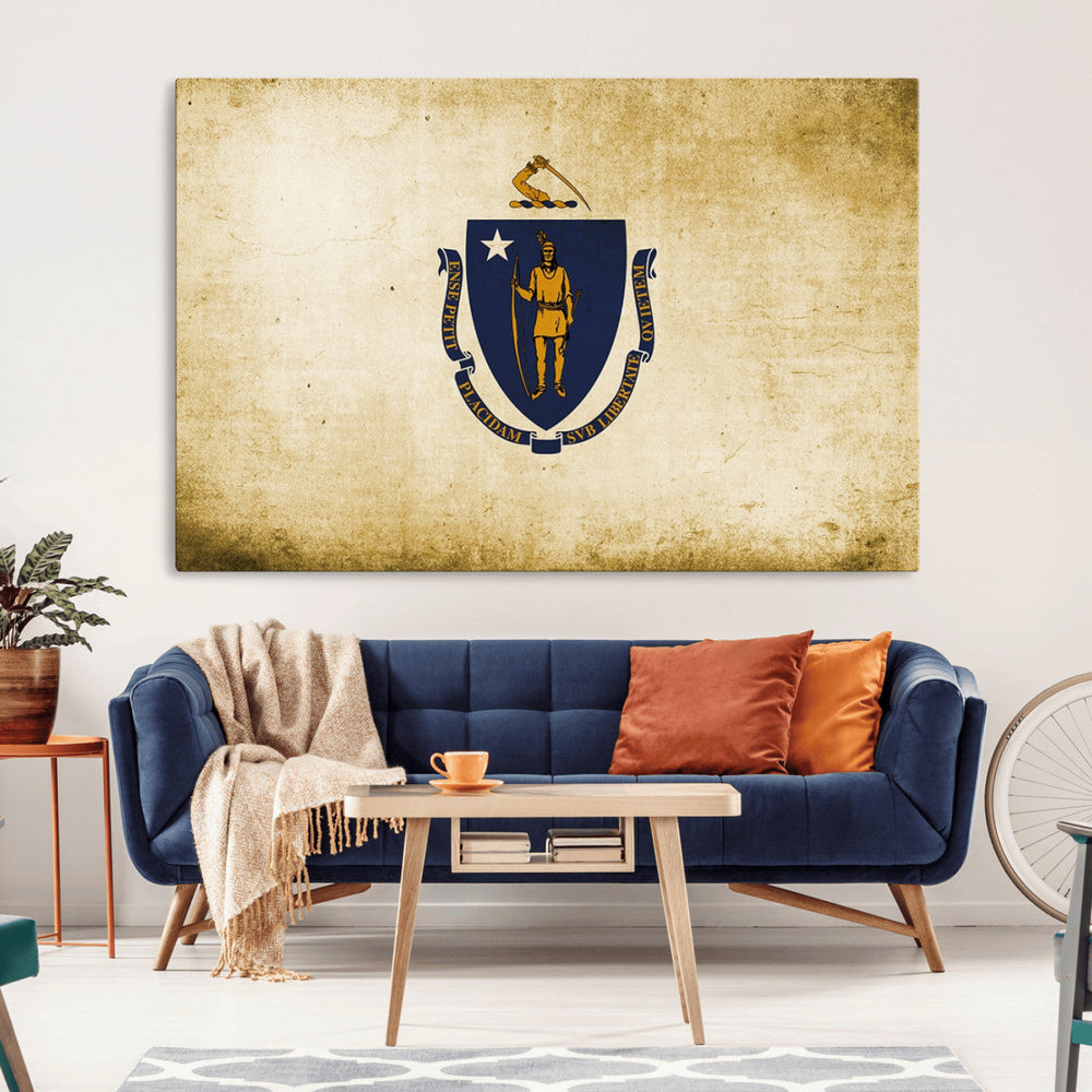 Massachusetts Flag Wall Art Canvas Print