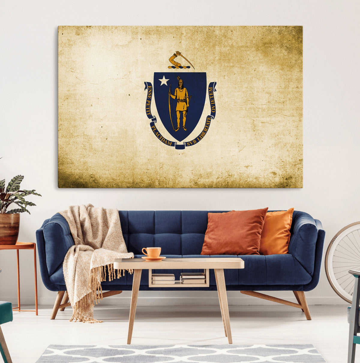 Massachusetts Flag Wall Art Canvas Print