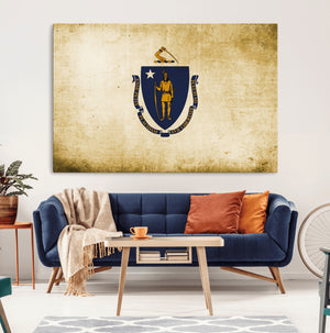 Massachusetts Flag Wall Art Canvas Print