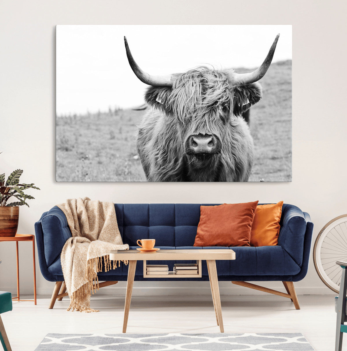 Newfoundland Cow Art Wall Art, Black White Cow Art Wall Art