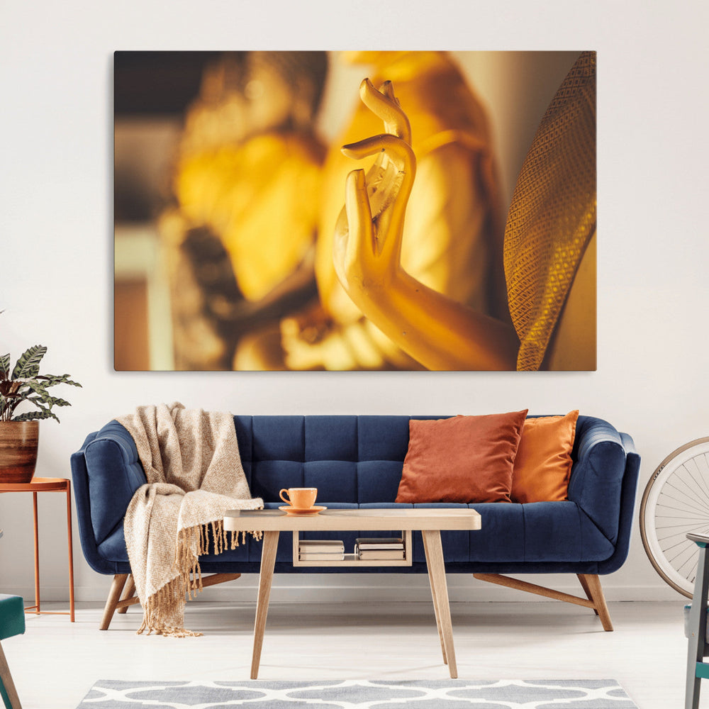 Gold Buddha Statue Hands Wall Art Canvas Print