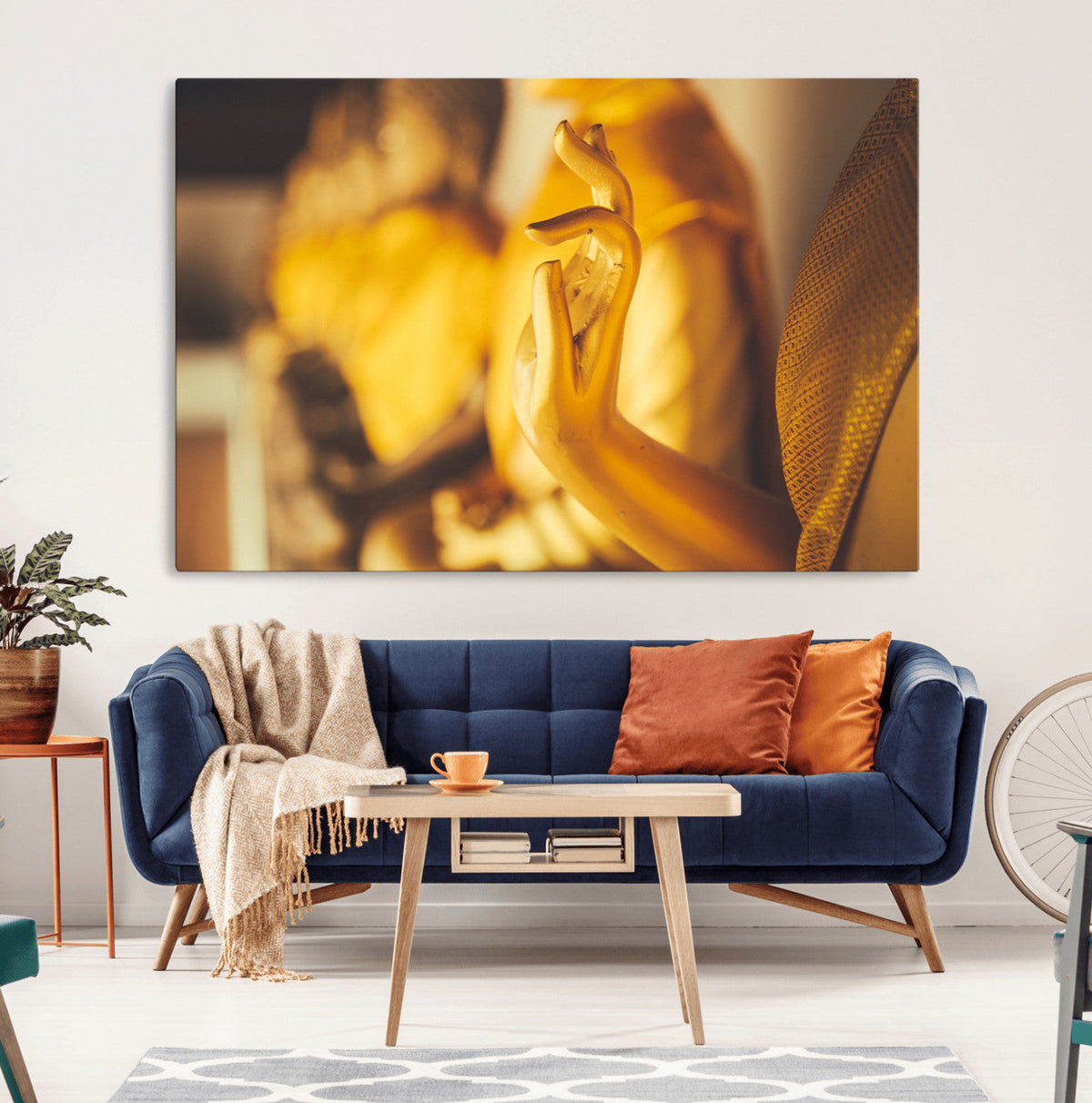 Gold Buddha Statue Hands Wall Art Canvas Print