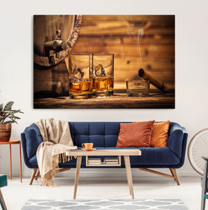 Rustic Whiskey and Barrel Canvas Print