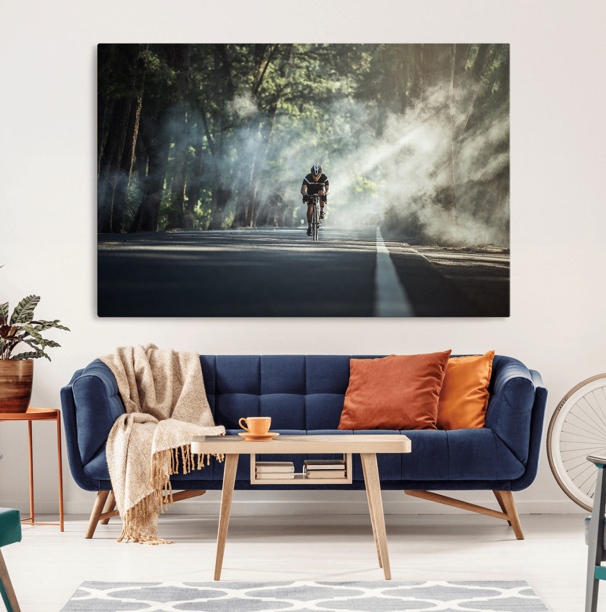 Cycling Road Bike in the Morning, Cycling Road Bike Canvas