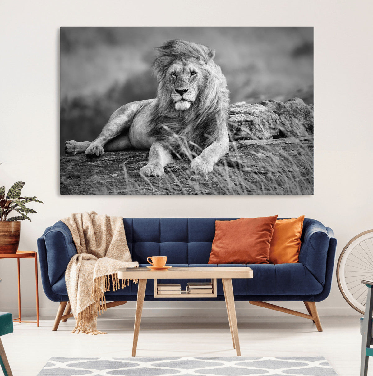 King Forest Lion Wall Art Canvas Print – Framed Majestic