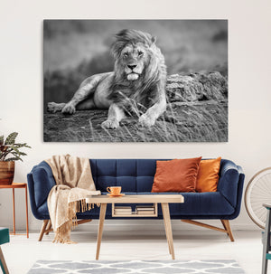 King Forest Lion Wall Art Canvas Print – Framed Majestic