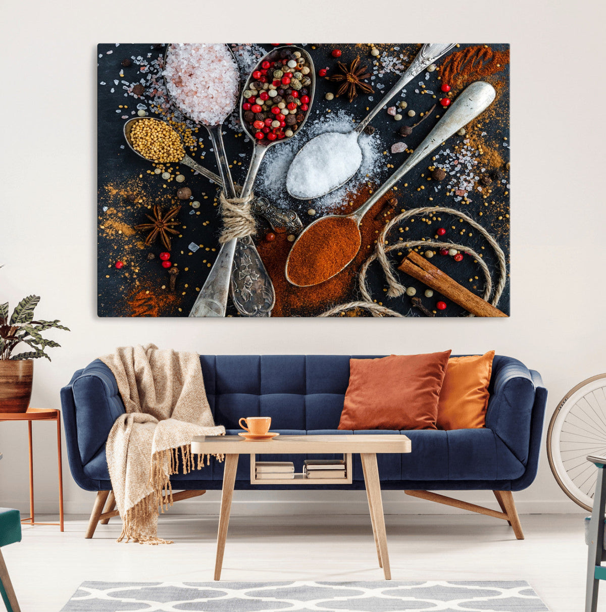 Spices and Seasonings Canvas Wall Art – Colorful Triptych