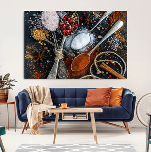 Spices and Seasonings Canvas Wall Art – Colorful Triptych