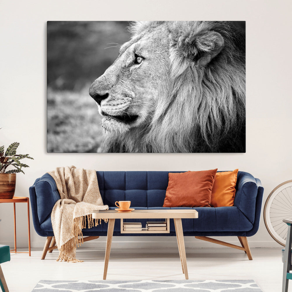 Lion Wall Art Canvas Print – Framed Majestic Wildlife