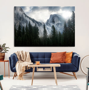 Yosemite National Park El Capitan Foggy Mountain Wall Art |