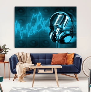 Music and Microphone Wall Art Canvas Print