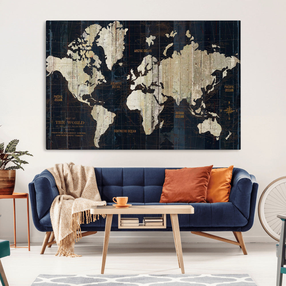 Antique Old World Map Wall Art Canvas Print