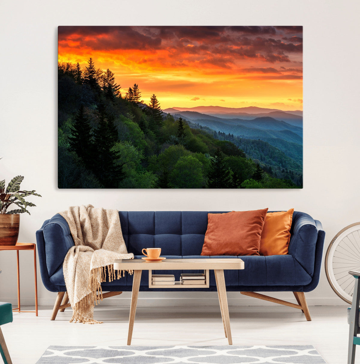 Forest Landscape Wall Art Sunset Canvas, Forest Sunset