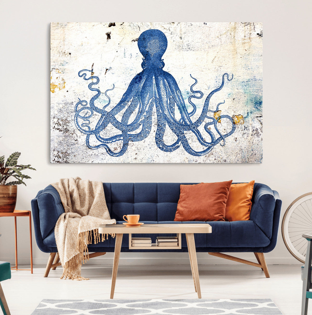 Octopus Canvas Wall Art | Coastal Marine Life Artwork for