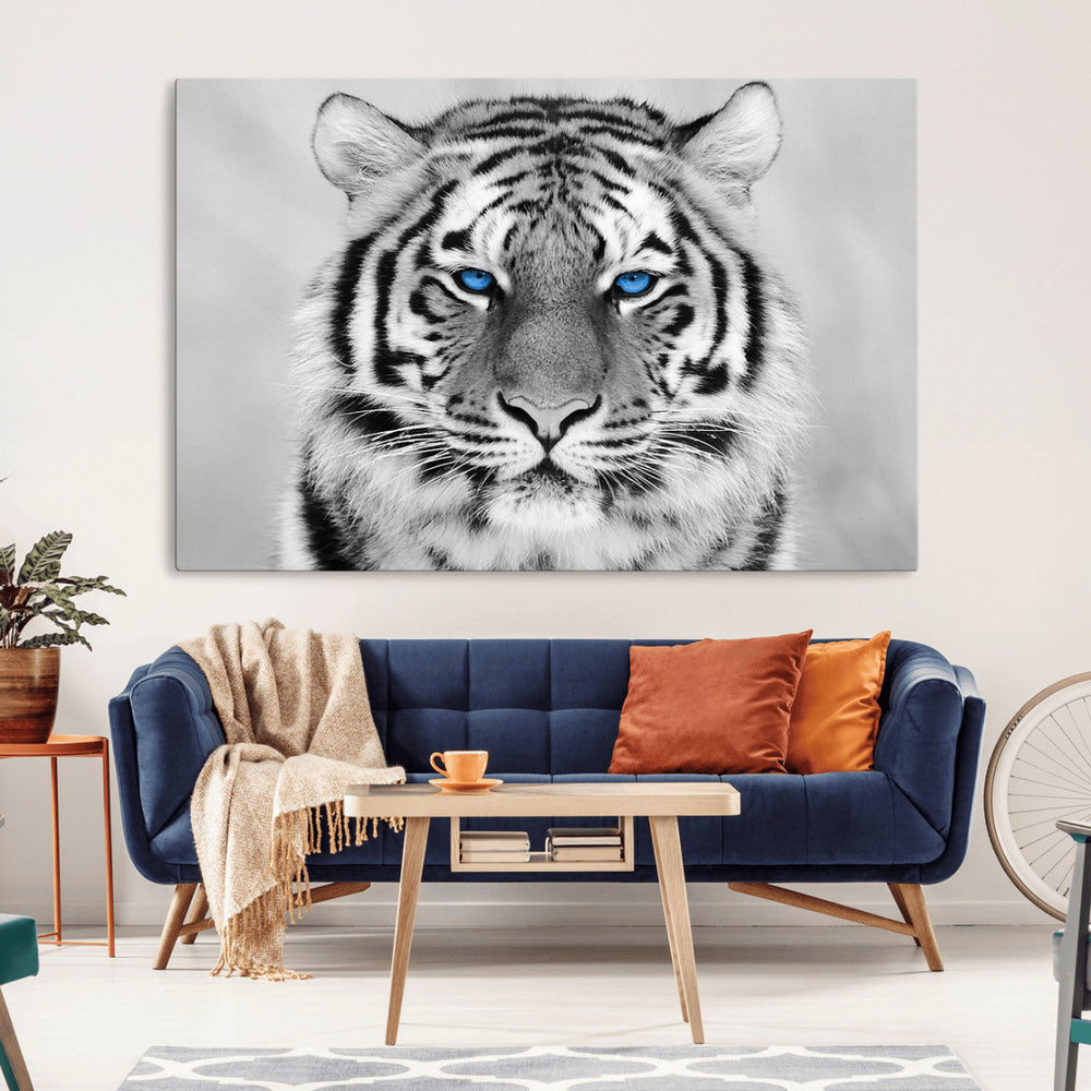 Black and White Tiger Wall Art Animal Canvas Print