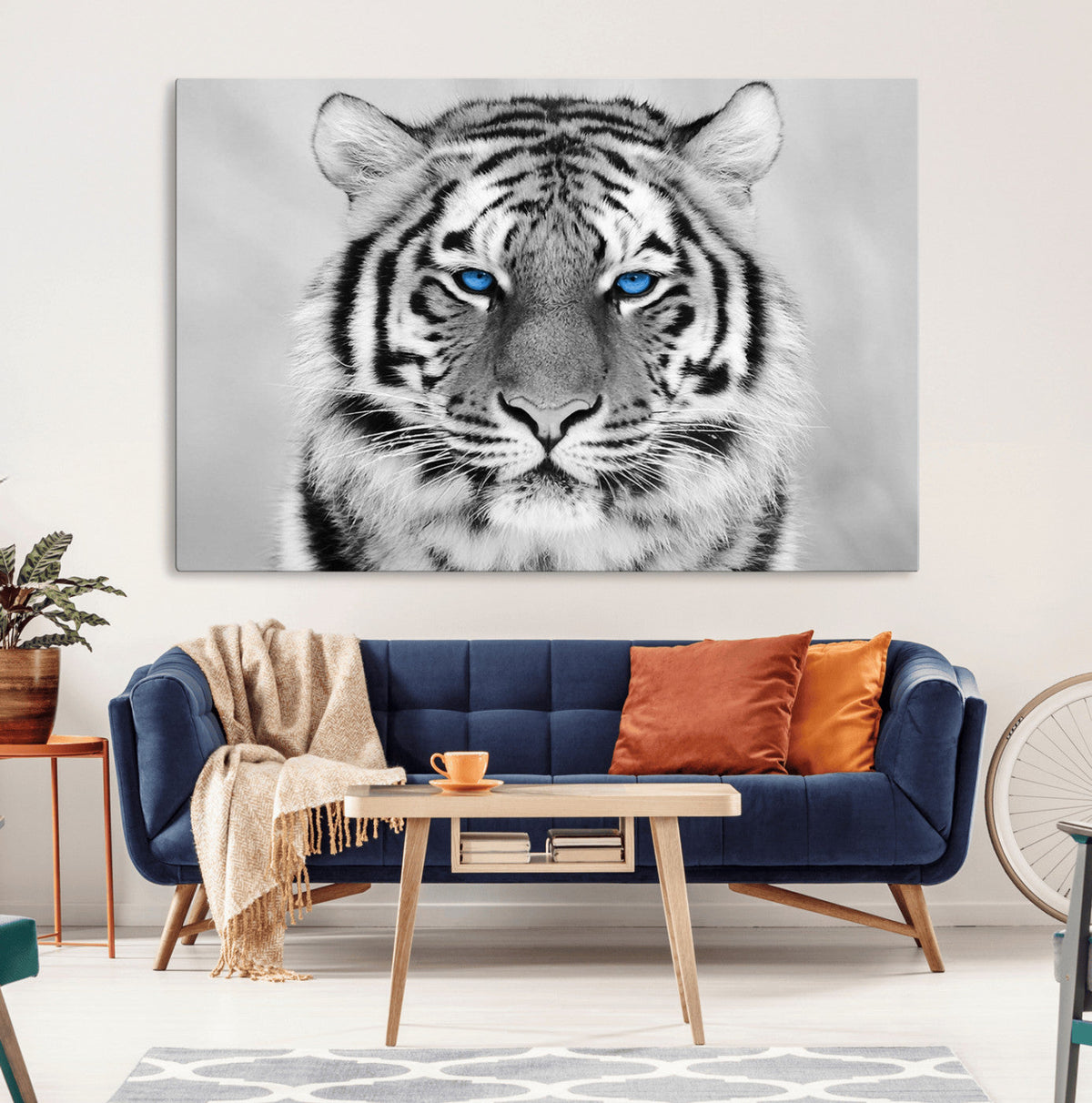 Black and White Tiger Wall Art Animal Canvas Print