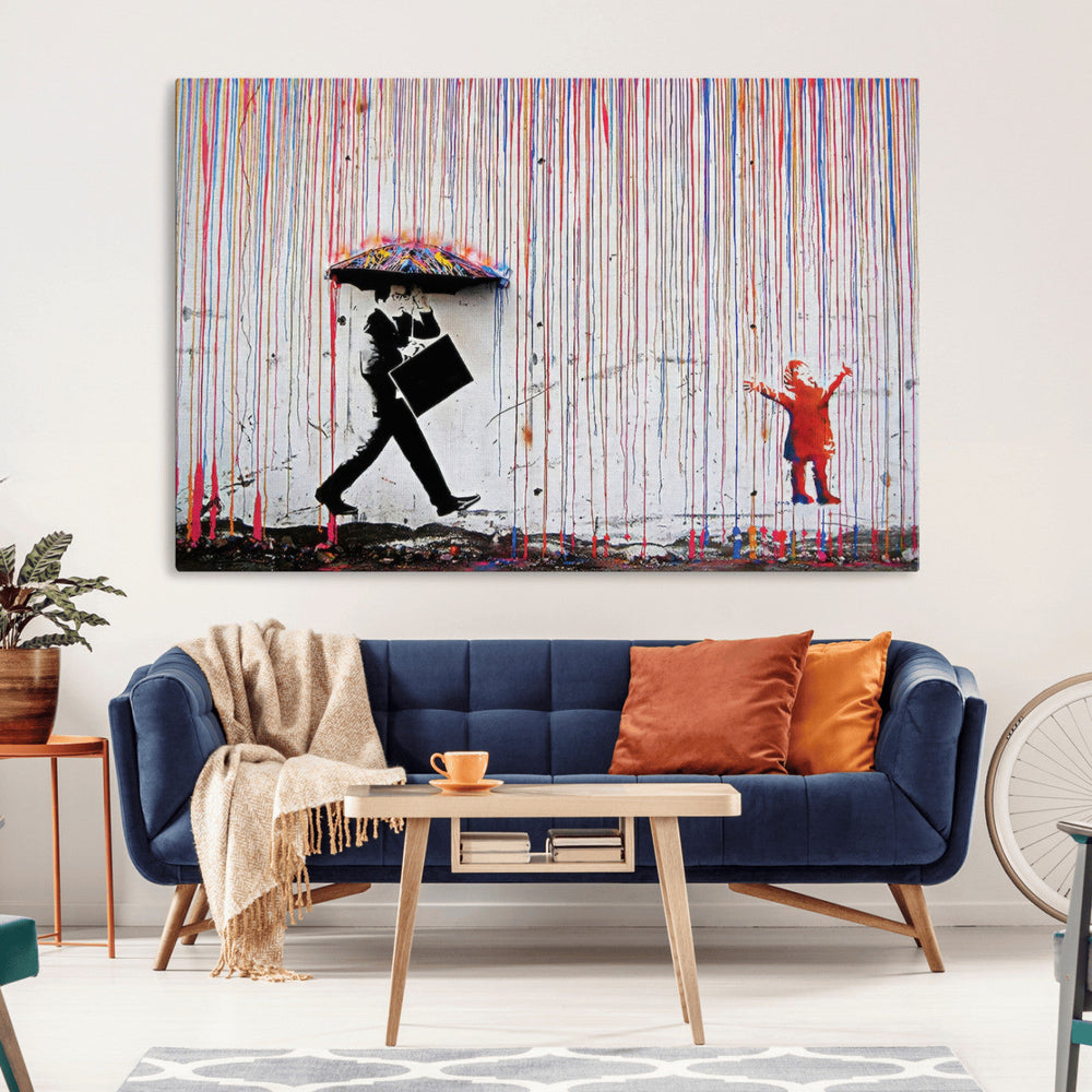 Banksy Wall Art Canvas Print, Framed Graffiti Art Picture