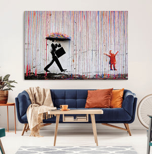 Banksy Wall Art Canvas Print, Framed Graffiti Art Picture
