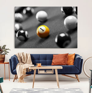 Wall Art Pool Table and Balls Canvas Print