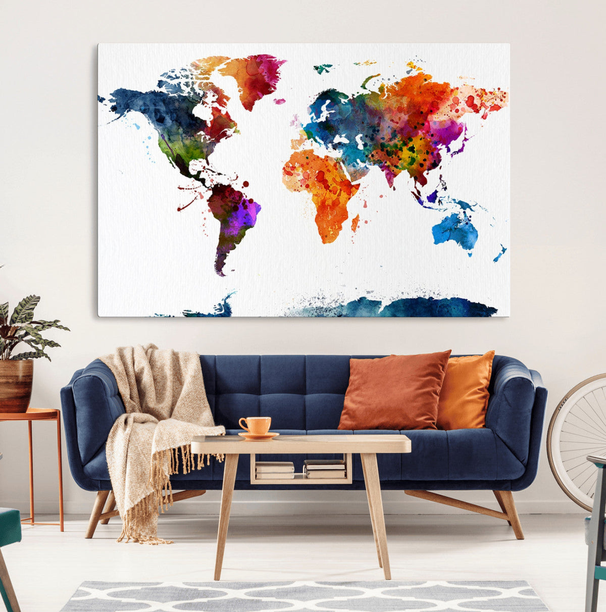 World Map Canvas Print – Detailed Map of the World Wall Art