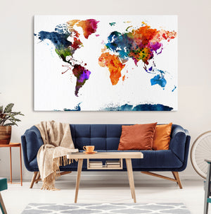World Map Canvas Print – Detailed Map of the World Wall Art