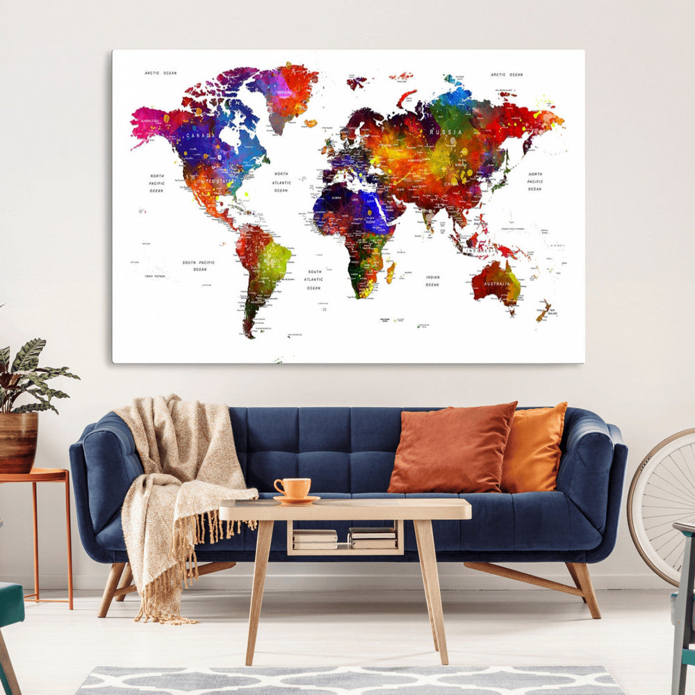 World Map Canvas Print – Detailed Map of the World Wall Art