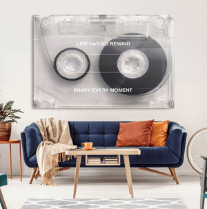 Vintage Cassette Tape Canvas Wall Art - Inspirational 'Life