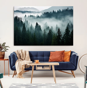 Captivating Misty Forest Wall Art Canvas, Premium Canvas