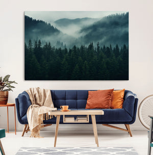 Captivating Misty Forest Wall Art Premium Canvas Print,