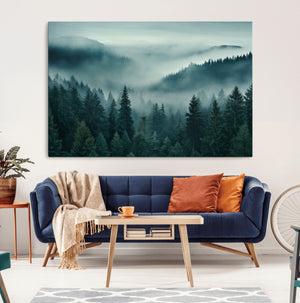 Captivating Misty Foggy Forest Wall Art Premium Canvas Print