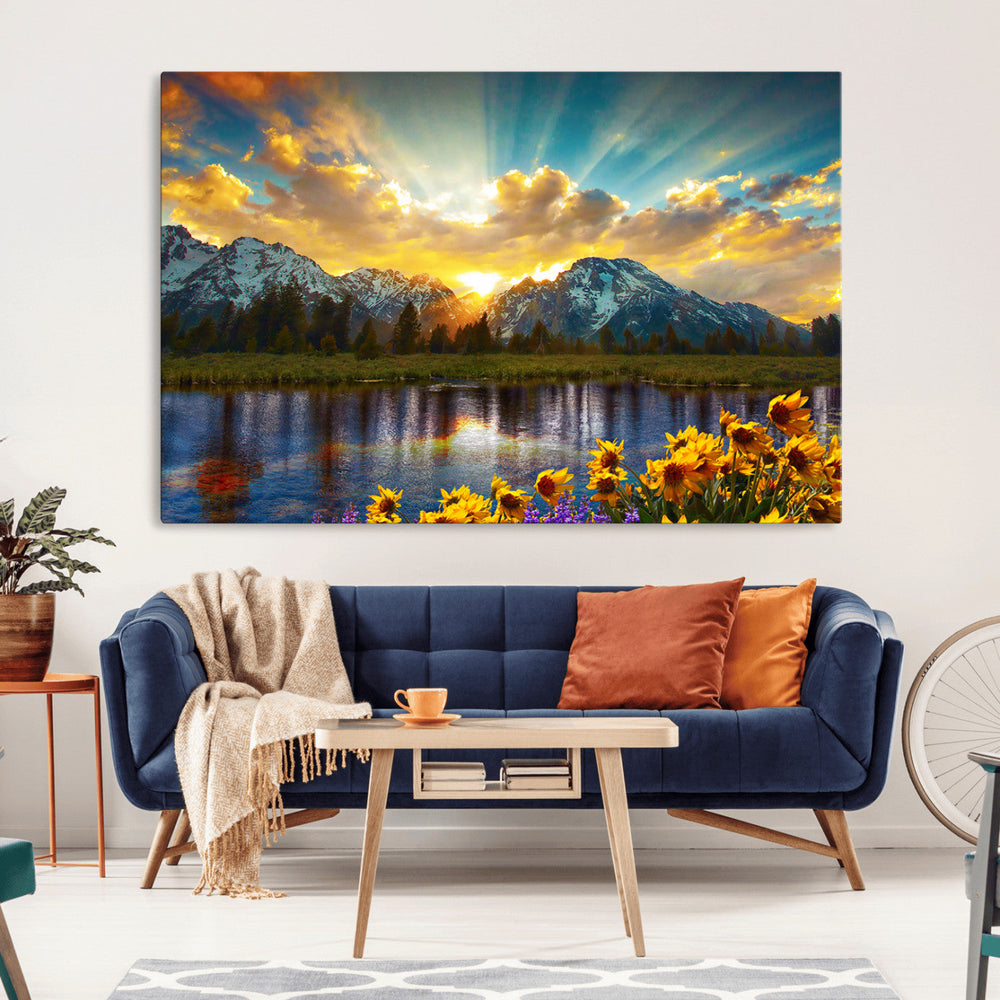 Grand Teton Park Sunrise Wall Art – Vibrant Landscape Canvas