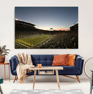Oregon Ducks Football Team Print - Eugene Autzen Stadium