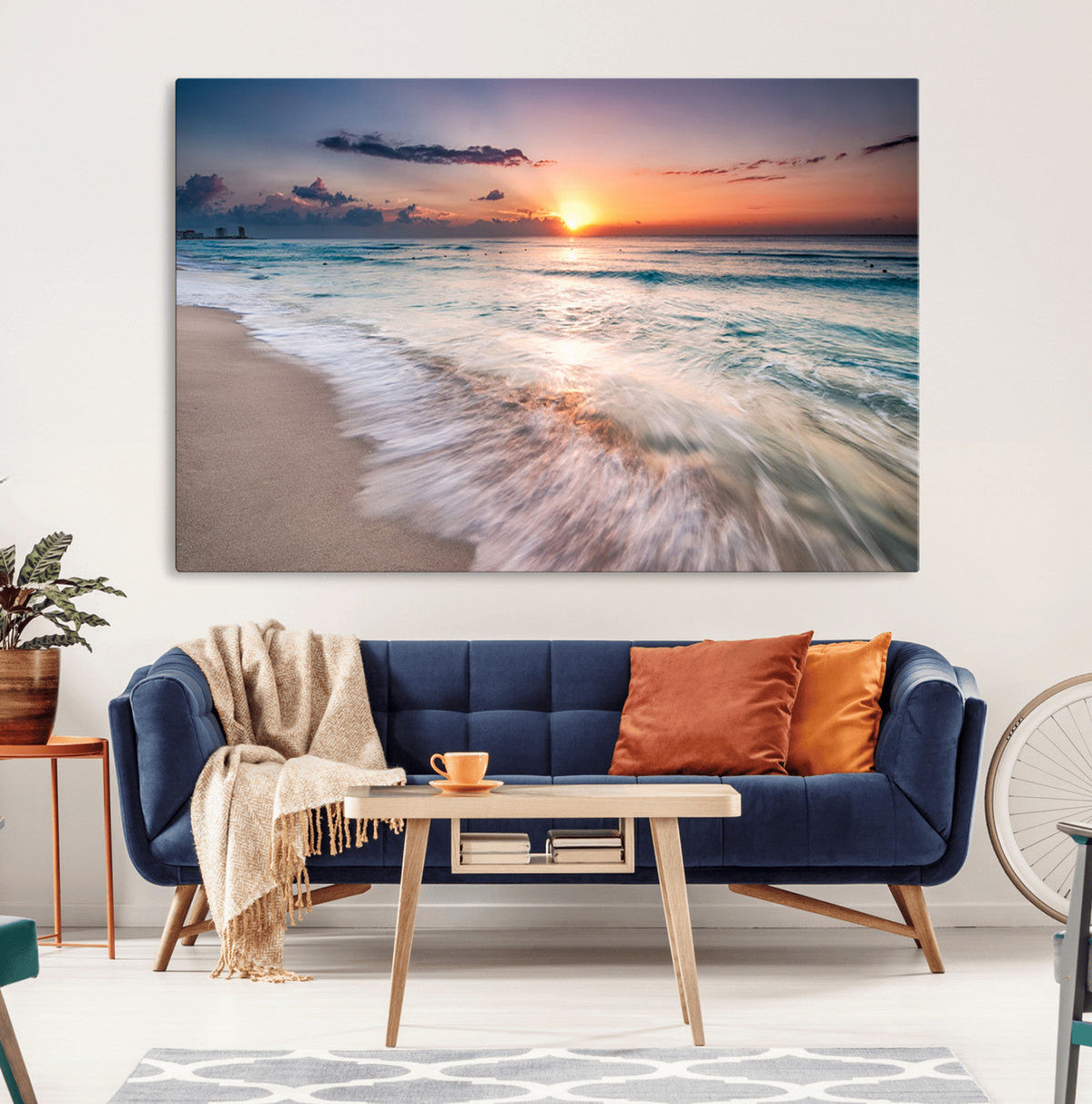 Sunset Beach Wall Art – Soothing Coastal Landscape, Ready to