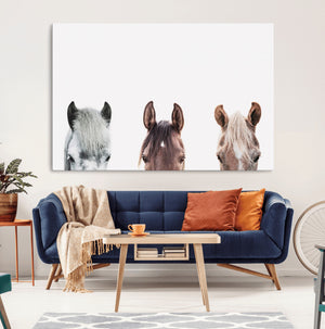 Horse Wall Art - Minimalist Horse Triptych Wall Art – Modern