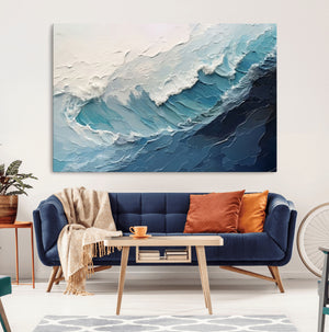 Ocean Wave Canvas Wall Art Print – Coastal Living Room Large