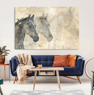 Abstract Horse Canvas Print | Modern Farmhouse Wall Art |