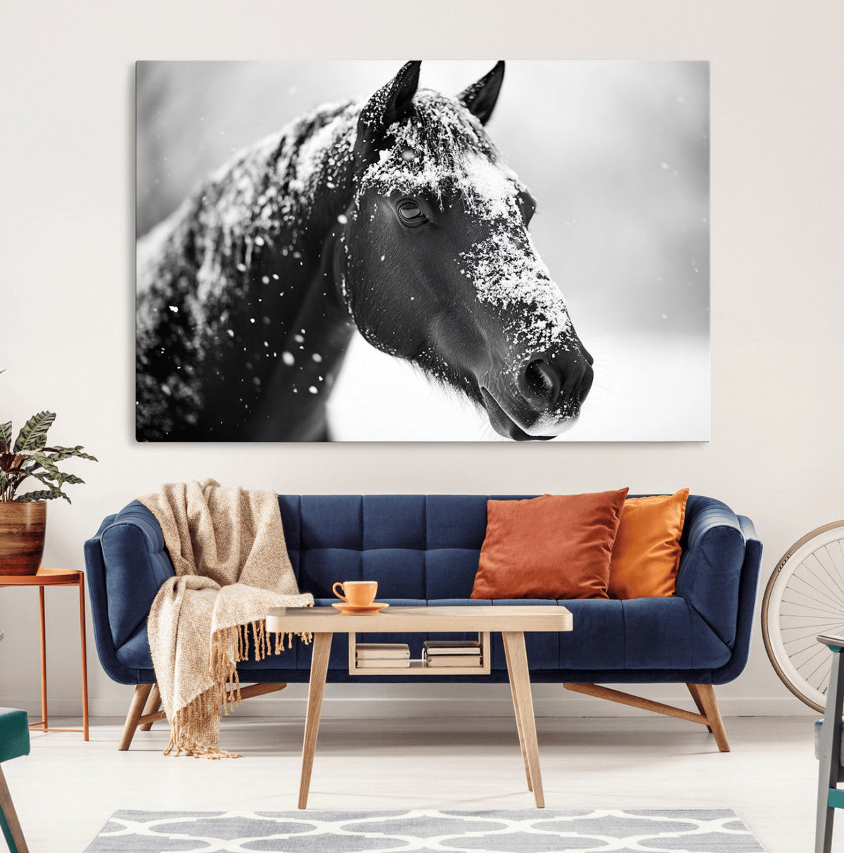 Horse Canvas Print - Winter Horse Snow Wall Art Canvas Print
